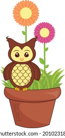 Owl In Flower Pot