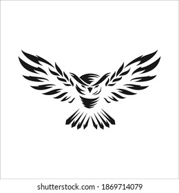 owl fly logo vector illustration template design vintage symbol with background white