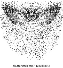 owl fly particle vector illustration