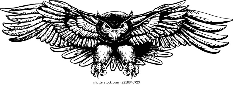 Owl Flying Cartoon Vector Illustration