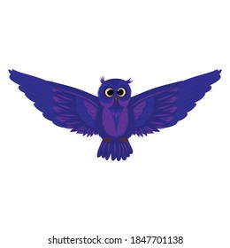 owl flying, drawing on a white background, vector illustration