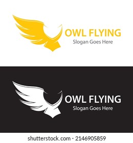 Owl flying logo template vector icon design