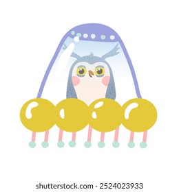 An owl in a flying saucer on a white background. Vector illustration