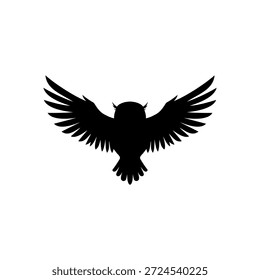 Owl flying silhouette vector flat illustration design.
