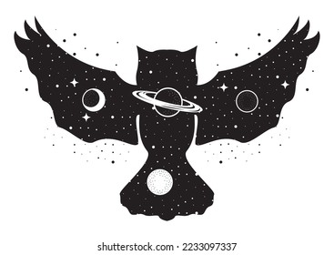 owl flying surreal astrology style