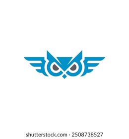 Owl Flying Wings logo design vector template
