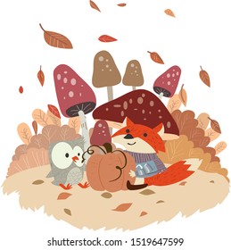 Owl and Fox Autumn Fun - Animals Seasonal Set