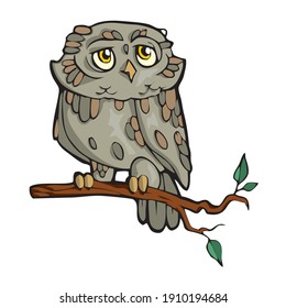 Owl Friendly Cute forest animal Cartoon. Vector illustration