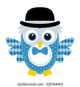 owl funny blue in hat