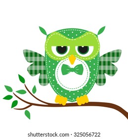 owl funny sad on a branch