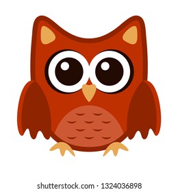 Owl funny stylized icon symbol brown orange colors