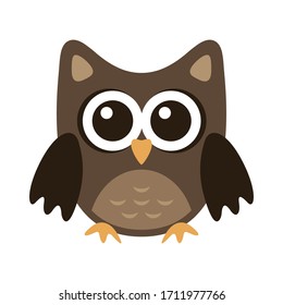 Owl funny stylized icon symbol brown colors