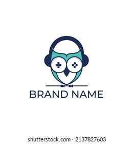 owl game smart gamer logo design illustration