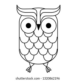 owl geometric black line illustration . Black and white line art design image