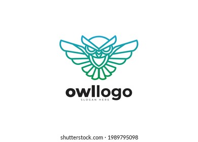 Owl geometric monoline creative logo design