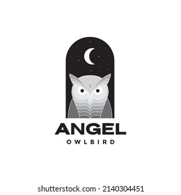 owl geometric with night window logo design, vector graphic symbol icon illustration creative idea