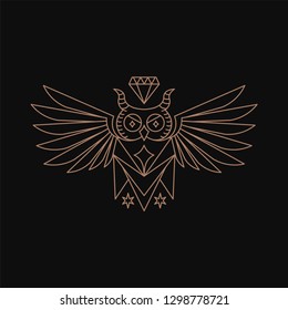Owl geometry with diamond logo design