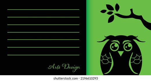 Owl ghost Halloween green light neon postcard banner background