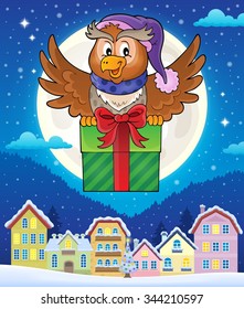 Owl with gift theme image 4 - eps10 vector illustration.