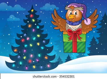 Owl with gift theme image 5 - eps10 vector illustration.