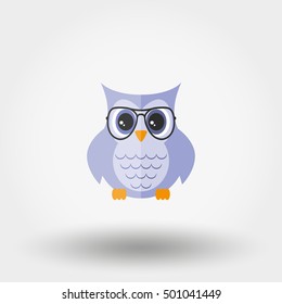Owl with glasses. Icon for web and mobile application. Vector illustration on a white background. Flat design style