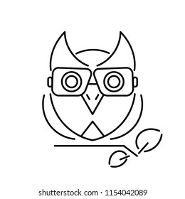 Owl with glasses logo vector illustration on white background