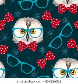 Owl With Glasses Seamless