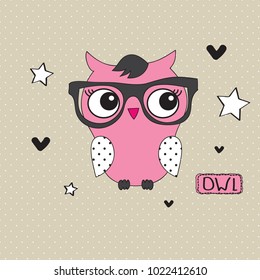 owl with glasses vector illustration