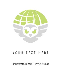 owl and globe logo concept