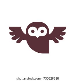 Owl Glyphs icon. Cartoon style, flat vector illustration for design.