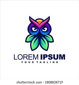 owl gradient color logo design