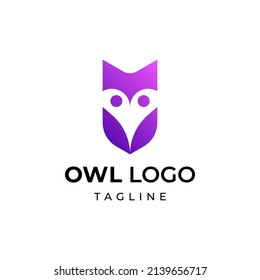 Gradiente búho concepto de diseño colorido Ilustración vectores de logotipo.
