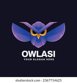 Owl gradient colorful logo vector icon illustration