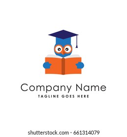 owl graduation book read logo template