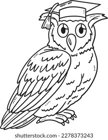 Owl with a Graduation Cap Isolated Coloring Page