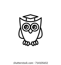 owl in graduation cap line black icon