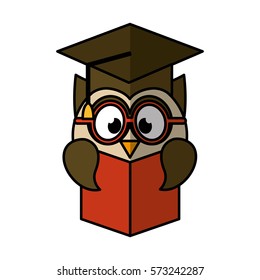 owl with graduation hat vector illustration design