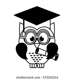 owl with graduation hat vector illustration design