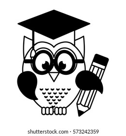 owl with graduation hat vector illustration design