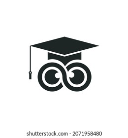 Owl graduation logo isolated of flat style design