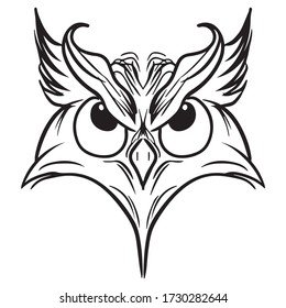 owl graphic design vector illustration, icon, logo, bird head symbol, art sketch sketch, hand draw, use in print