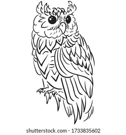 owl graphic design vector illustration, wallpaper, fashion, art tattoo sketch, vintage, use in print, hand draw