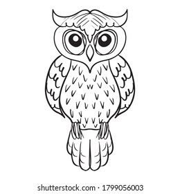 owl graphic design vector illustration, icon, art tattoo sketch, logo, hand draw, use in print