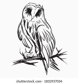 diseño gráfico búho ilustración vectorial, icono, dibujo de tatuajes de arte, logotipo, dibujo a mano, uso en impresión