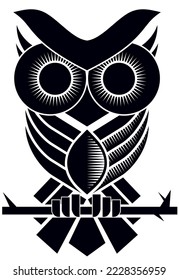 Vector gráfico búho negro y blanco