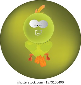 An owl green laughs against a green background vector