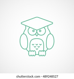 Owl Green Line Icon On White Background