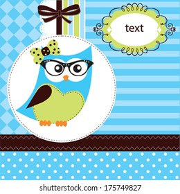 owl greeting card vector illustration