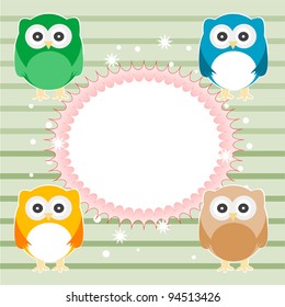 Owl greetings vector card with empty blank for text