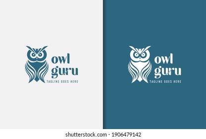 Owl Guru Logo Design. Usable For Business, Community, Foundation, Tech, Services Company. Vector Logo Design Illustration.